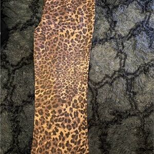 Abercrombie & Fitch Leopard Print Wide Leg Jeans - Brown/Tan